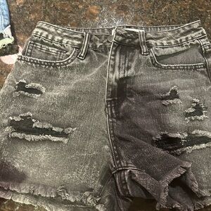 YMI Charcoal Distressed Jean Shorts